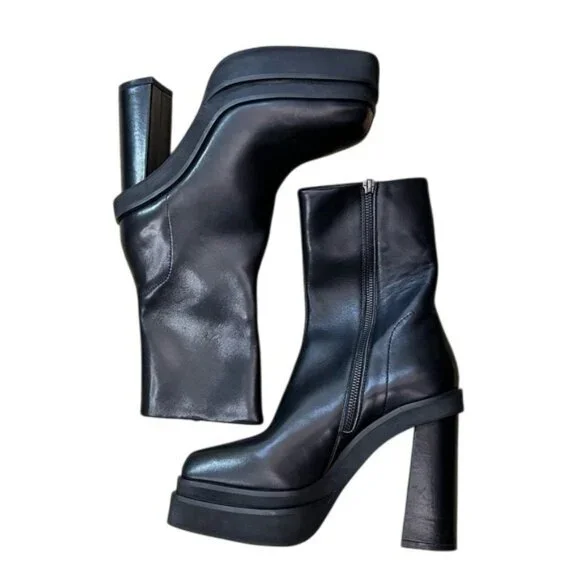 10th Floor Milano Leather Blocked-Heeled Platform - Picture 4 of 14